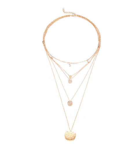 5 Piece Disc Drop Necklace in 18K Gold Plated ITALY Design