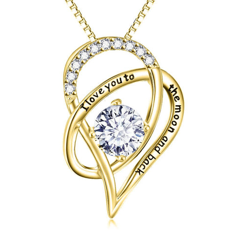 Love you to The Moon & Back Necklace Made with Austrian Elements in 18K Gold Plating ITALY Design  - ALILY