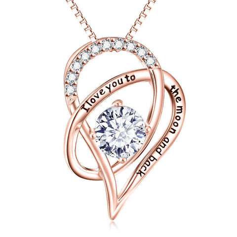 Love you to The Moon & Back Necklace Made with Austrian Elements in 18K Gold Plating ITALY Design  - ALILY