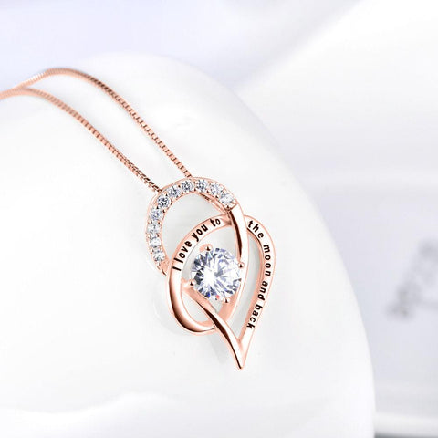Love you to The Moon & Back Necklace Made with Austrian Elements in 18K Gold Plating ITALY Design  - ALILY