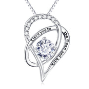 I Love You to the Moon & Back White Swarovski Pav'e Necklace in Silver ITALY Design  - ALILY