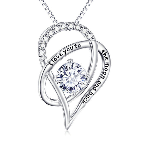 I Love You to the Moon & Back White Swarovski Pav&