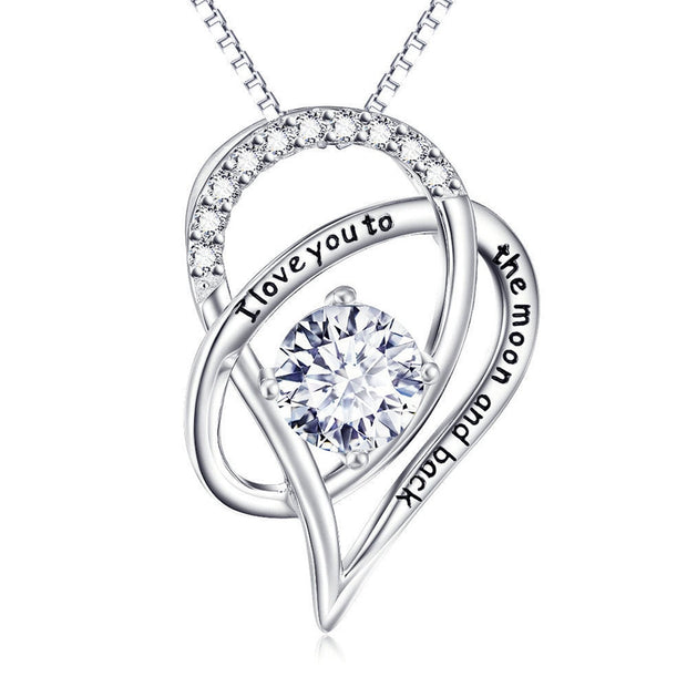 I Love You to the Moon & Back White Swarovski Pav&