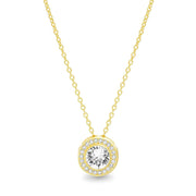 Micro-Pav'e Round Halo Necklace Made with Swarovski Elements in 18K Gold Plated ITALY Design  - ALILY