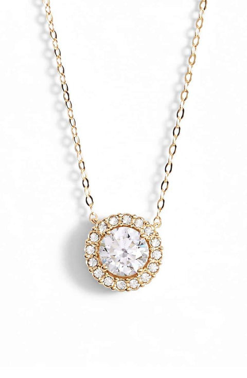 1.00 CT Swarovski Crystal Halo Disc Necklace 18" - 18K Gold Plated, Necklace, ALILY , ALILY   jewelryjewelry deals, swarovski crystal jewelry, groupon jewelry,, jewelry for mom, 
