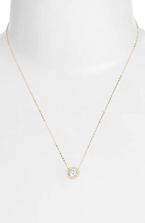 Pave Halo Disc Necklace & Pave Hoop Earring made With Austrian Crystals with Luxe Box - 18K Gold ITALY Design