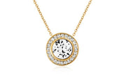 Pave Halo Disc Necklace & Pave Hoop Earring made With Austrian Crystals with Luxe Box - 18K Gold ITALY Design