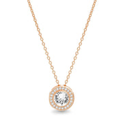 Micro-Pav'e Round Halo Necklace Made with Swarovski Elements in 18K Gold Plated ITALY Design  - ALILY