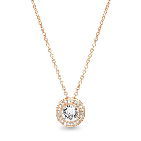 ALILY  Round Halo Necklace Made with  Crystals in 18K Gold Plated