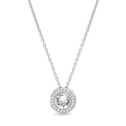Micro-Pav'e Round Halo Necklace Made with Swarovski Elements in 18K Gold Plated ITALY Design  - ALILY