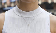 Micro-Pav'e Round Halo Necklace Made with Swarovski Elements in 18K Gold Plated ITALY Design  - ALILY