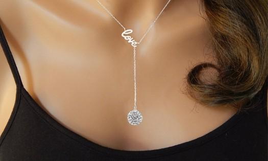 Silver Love Y Necklace Made with Swarovski Elements - ALILY  www..com fashion jewelry for women