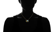 Opal Created Elephant Necklace with  Crystals 18" -  Gold