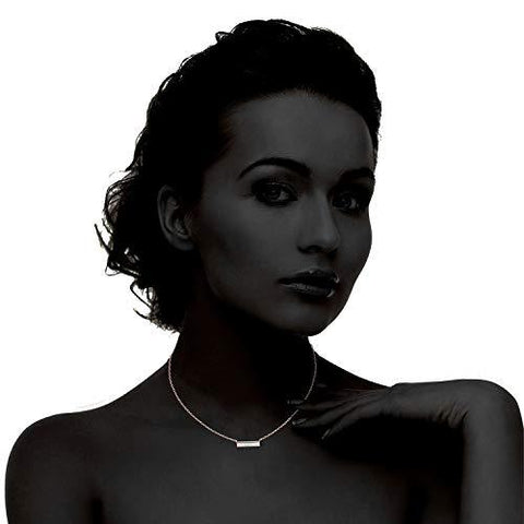 Opal Created Bar Necklace 18" - 18K White Gold Plated