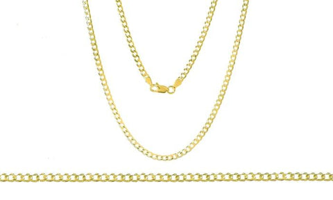 Unisex Solid Italian Curb Chain in 14K Gold Plating ITALY Design  - ALILY