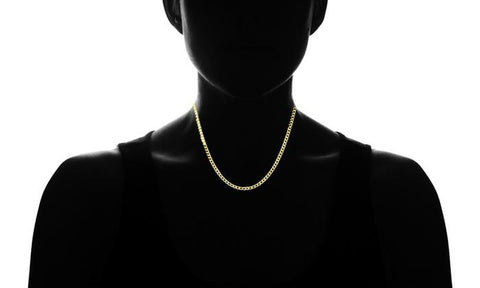 Unisex Solid Italian Curb Chain in 14K Gold Plating ITALY Design  - ALILY