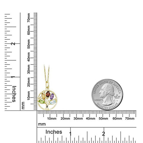 Iridescent Tree of Life Amethyst Crystal Disc Pendant Necklace in 14K White Gold Plating