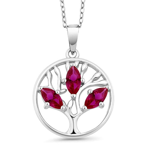 Iridescent Tree of Life Amethyst Crystal Disc Pendant Necklace in 14K White Gold Plating