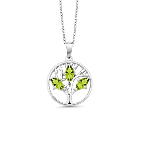 Iridescent Tree of Life Amethyst Crystal Disc Pendant Necklace in 14K White Gold Plating