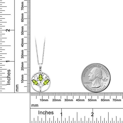 Motherly 2.00 CT Peridot Pear Cut Tree Of Life Necklace in 18K White Gold Plated