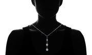 Tripple Embellished with  Crystals Ball Drop Necklace in 18K White Gold Plated