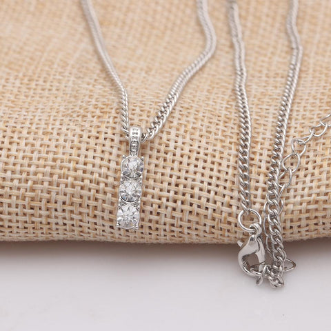 3.00 CT Triple Stone Drop White Topaz Necklace in 18K White Gold Plated, Necklace, ALILY , ALILY   jewelryjewelry deals, swarovski crystal jewelry, groupon jewelry,, jewelry for mom, 