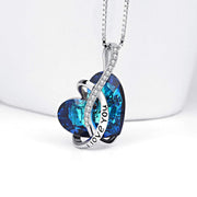 Bermuda Blue Swarovski Elements "I Love You Necklace" in 18K White Gold, , ALILY , ALILY   jewelryjewelry deals, swarovski crystal jewelry, groupon jewelry,, jewelry for mom, 