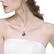 Bermuda Blue Swarovski Elements "I Love You Necklace" in 18K White Gold, , ALILY , ALILY   jewelryjewelry deals, swarovski crystal jewelry, groupon jewelry,, jewelry for mom, 