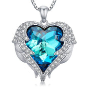 Wings of an Angel Heart Blue Topaz Necklace and Earring Set ITALY Design  - ALILY
