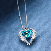 Wings of an Angel Heart Blue Topaz Necklace and Earring Set ITALY Design  - ALILY