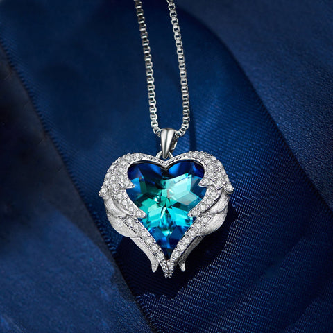 3.00 Cttw Rainbow Aurora Borealis Gemstone Heart Necklace in 18K White Gold (8+ Options)