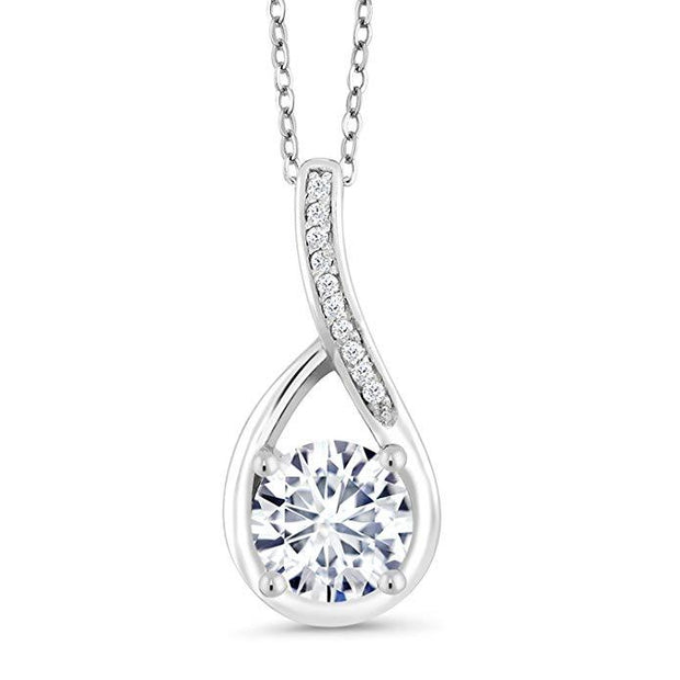 Classic Teardrop Pave Necklace Embellished with Swarovski Elements in 18K White Gold Plated, Necklace, ALILY , ALILY   jewelryjewelry deals, swarovski crystal jewelry, groupon jewelry,, jewelry for mom, 