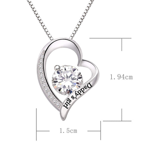 "Daddys Girl" Heart Necklace Embellished with Swarovski Crystals in 18K White Gold Plated, Necklace, ALILY , ALILY   jewelryjewelry deals, swarovski crystal jewelry, groupon jewelry,, jewelry for mom, 