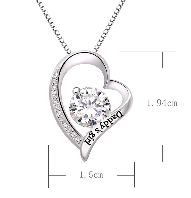 "Daddys Girl" Heart Necklace Embellished with Swarovski Crystals in 18K White Gold Plated, Necklace, ALILY , ALILY   jewelryjewelry deals, swarovski crystal jewelry, groupon jewelry,, jewelry for mom, 