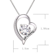 White  Elements Pav'e Daddy's Girl Heart Shaped Necklace in 14K White Gold Plating