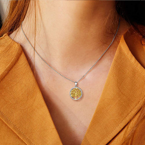 Spring is Here Multi-Color Tree of Life Filigree Necklace in 14K Gold Plating