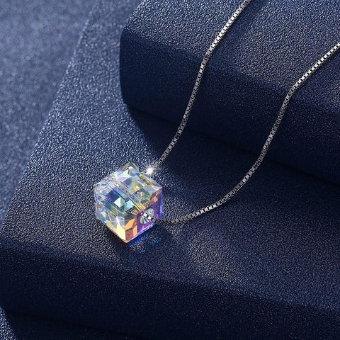 Aurora Borealis Northern Lights Earring and Necklace Set With Austrian Crystals with Luxe Box ITALY Design