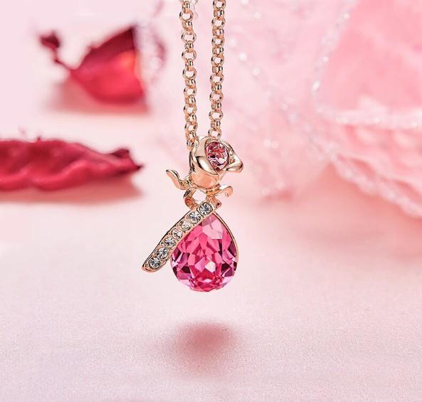 Pink  Elements Teardrop Pear Cut Pav&