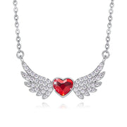 Red  Elements Angel in My Heart Forever Necklace in 14K White Gold Plating