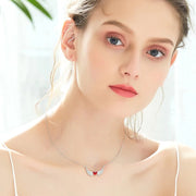 Red  Elements Angel in My Heart Forever Necklace in 14K White Gold Plating