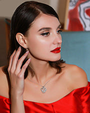 I Love You Mom Heart Necklace in Rhodium Plating