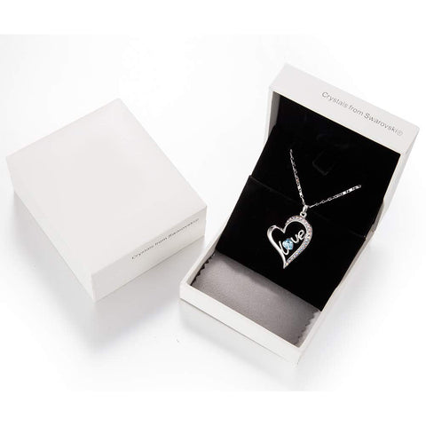 Blue  Elements Classic Love Heart Necklace in 14K White Gold Plating