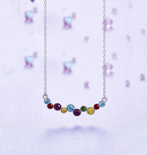 Elements Rainbow of Love Bubble Necklace in 14K White Gold Plating