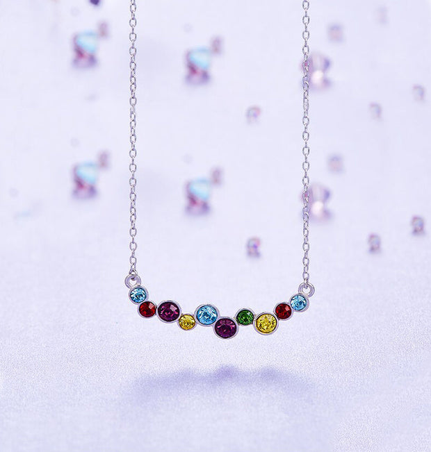 Elements Rainbow of Love Bubble Necklace in 14K White Gold Plating