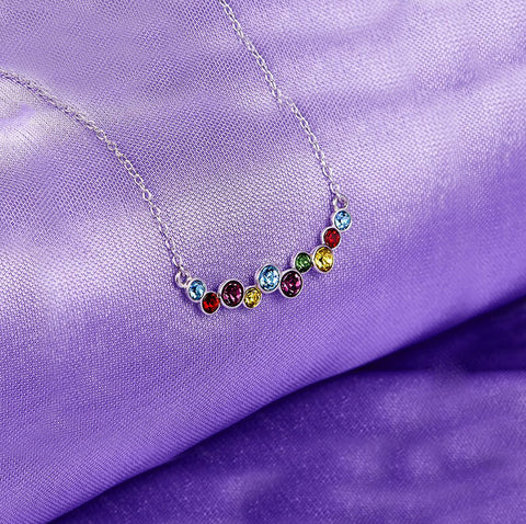 Elements Rainbow of Love Bubble Necklace in 14K White Gold Plating