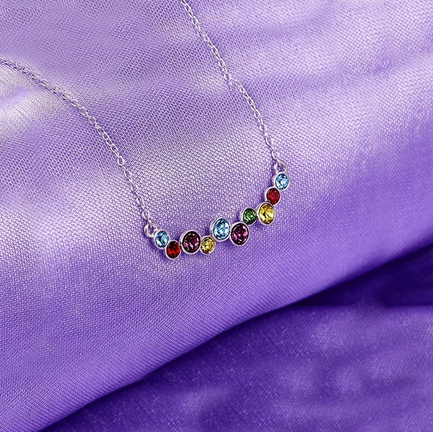 Elements Rainbow of Love Bubble Necklace in 14K White Gold Plating