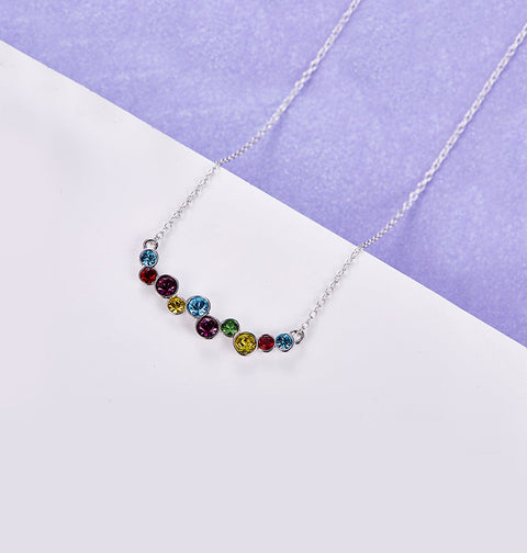 Elements Rainbow of Love Bubble Necklace in 14K White Gold Plating