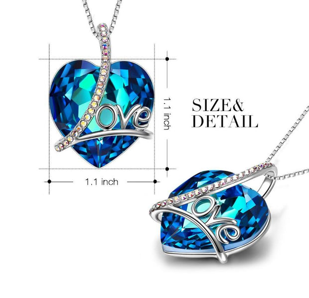 Bermuda Blue  Heart Shaped  Elements Lining Necklace