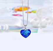 Classic Bermuda blue Heart Necklace ITALY Design  - ALILY