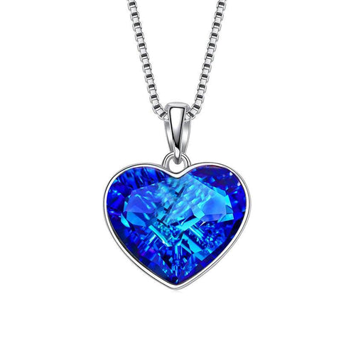 Classic Bermuda blue Heart Necklace ITALY Design  - ALILY